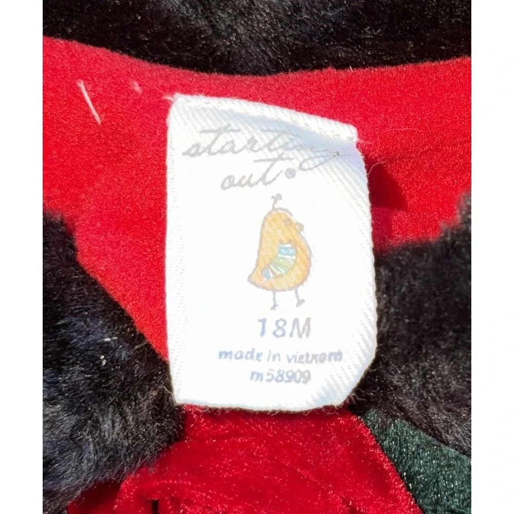 Starting Out Girls Red Dress Coat Matching Hat 18M Faux Fur Velvet Rose Holiday